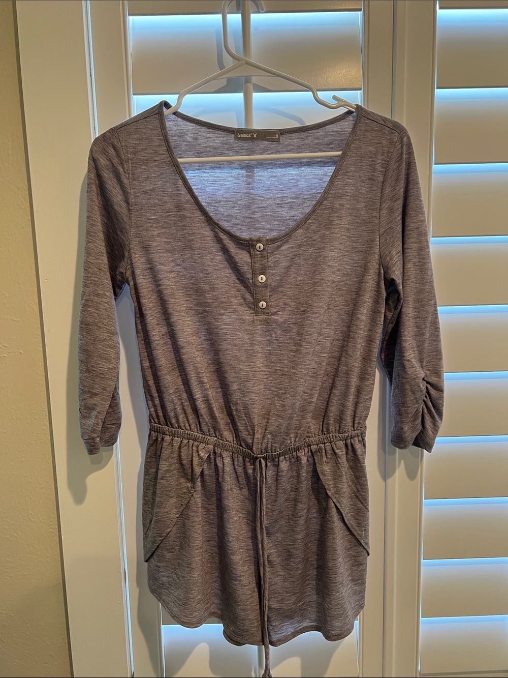 Casual Heathered Gray Henley Romper